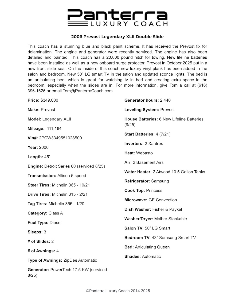 2006 Prevost Legendary XLII For Sale