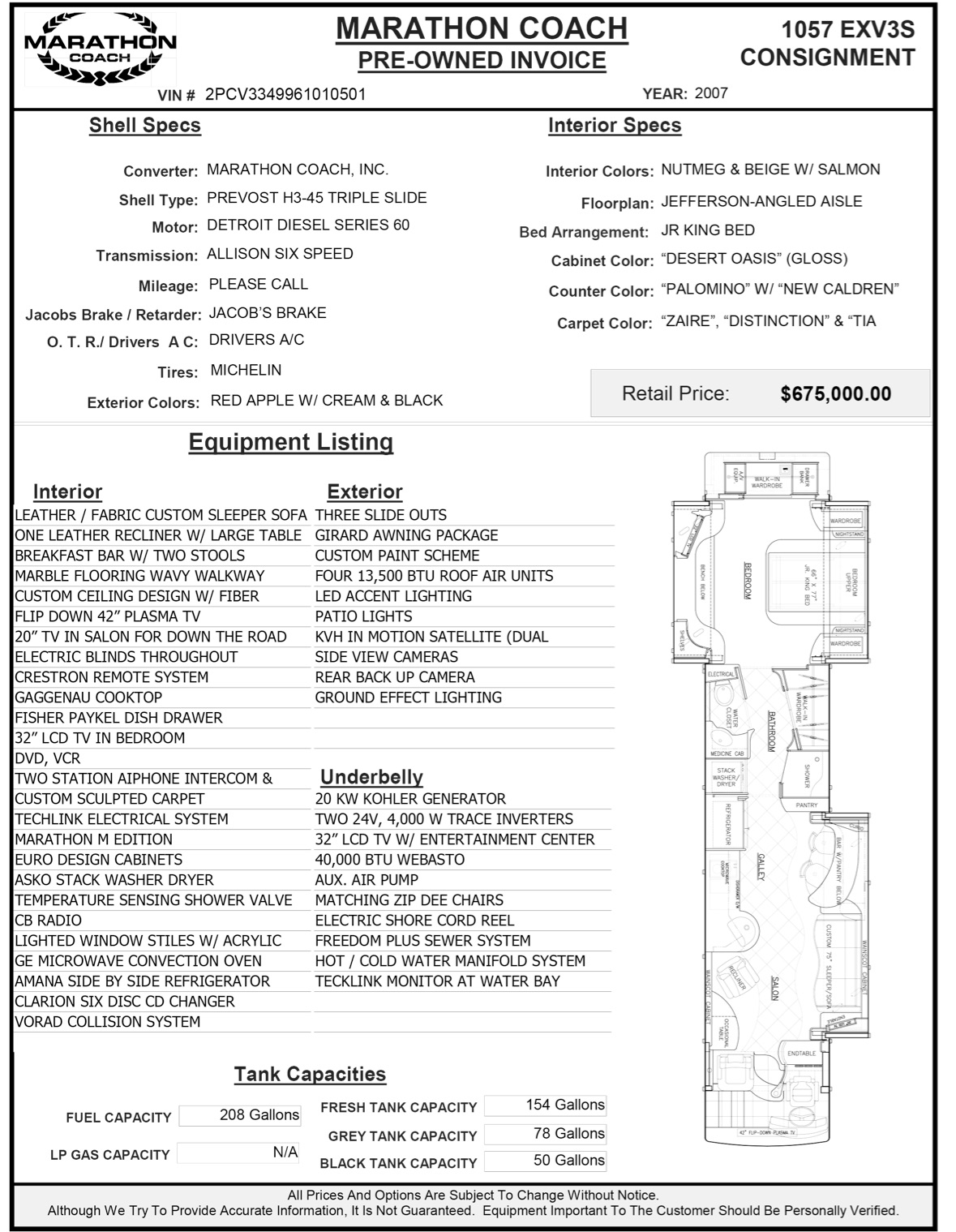 2005 Prevost Marathon H3-45 For Sale