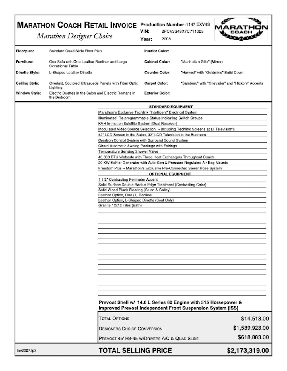 2008 Prevost Marathon H3-45 For Sale
