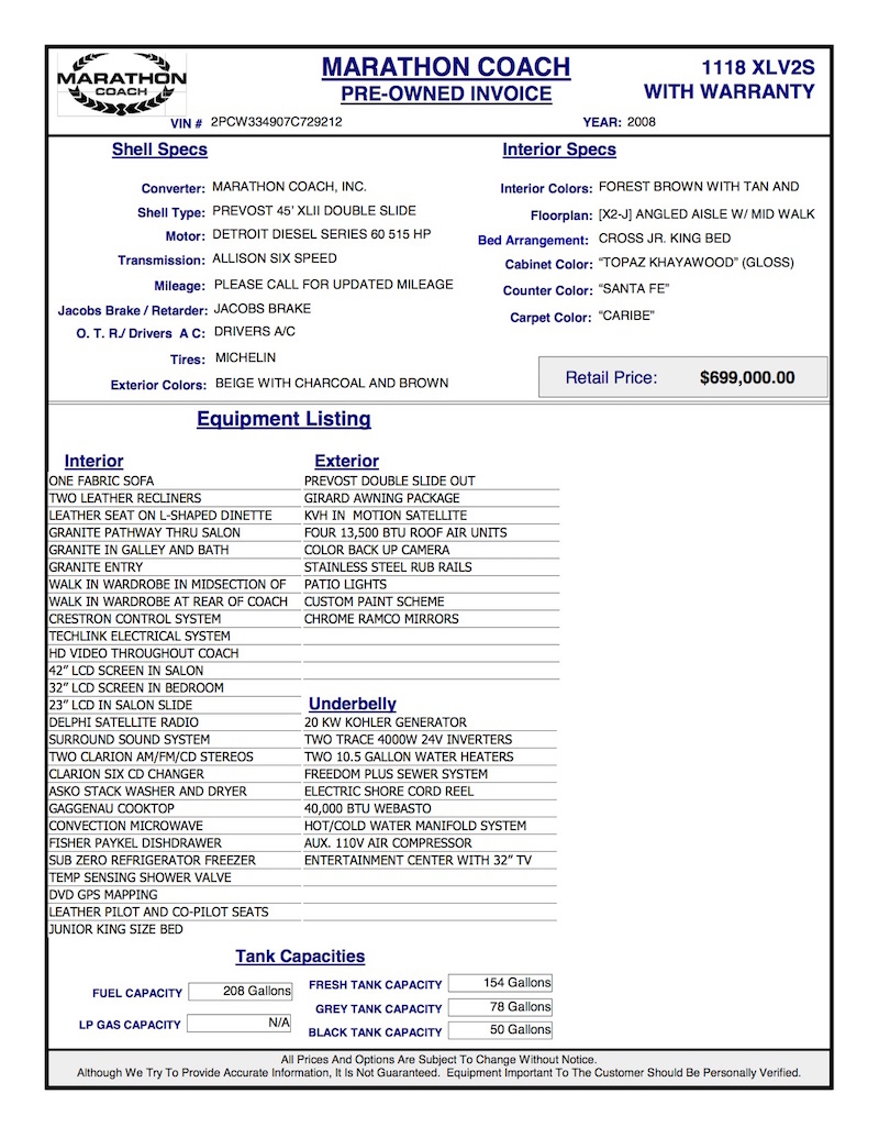 2008 Prevost Marathon XLII For Sale