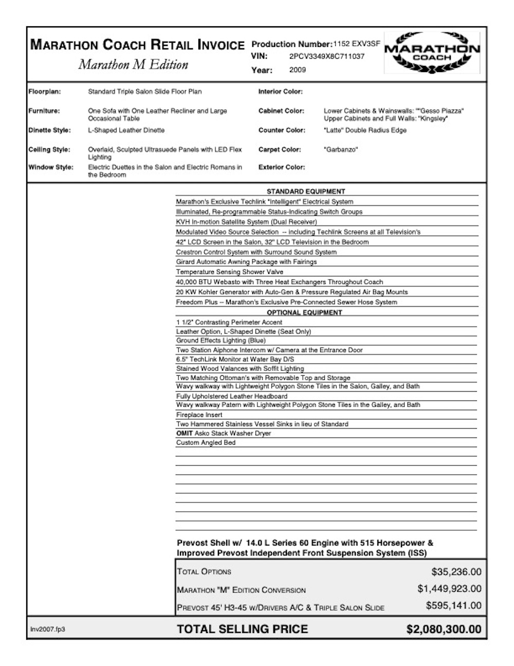 2009 Prevost Marathon H3-45 For Sale
