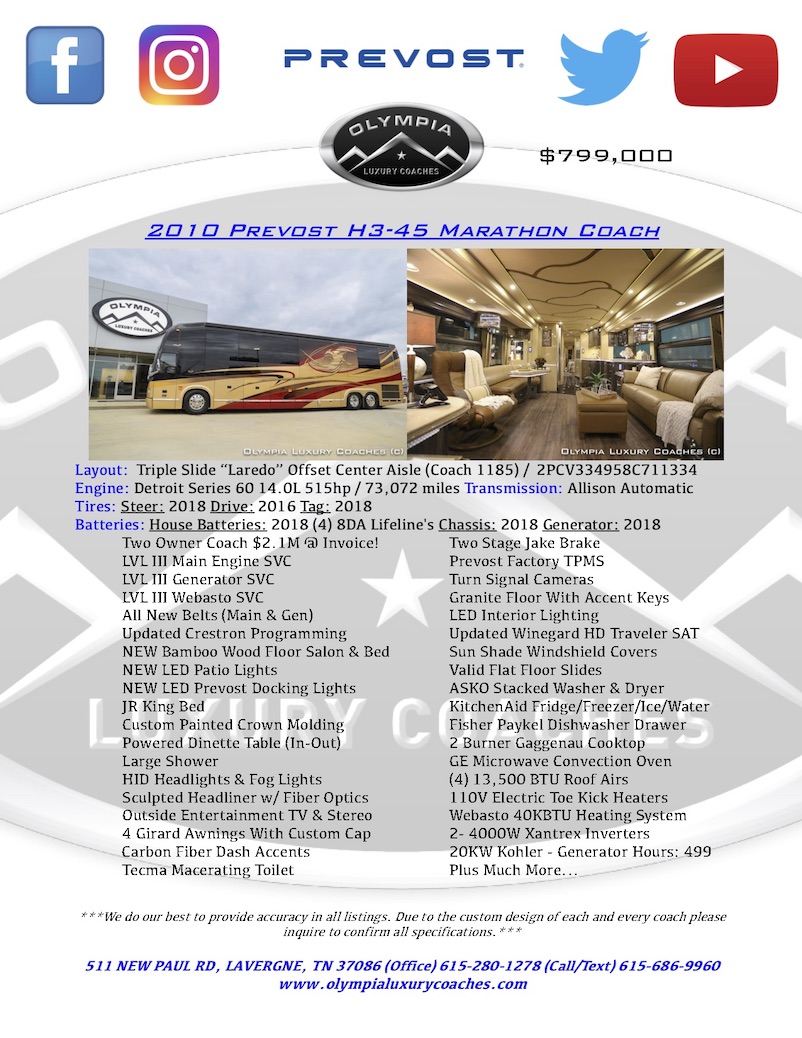 2010 Prevost Marathon H3-45 For Sale