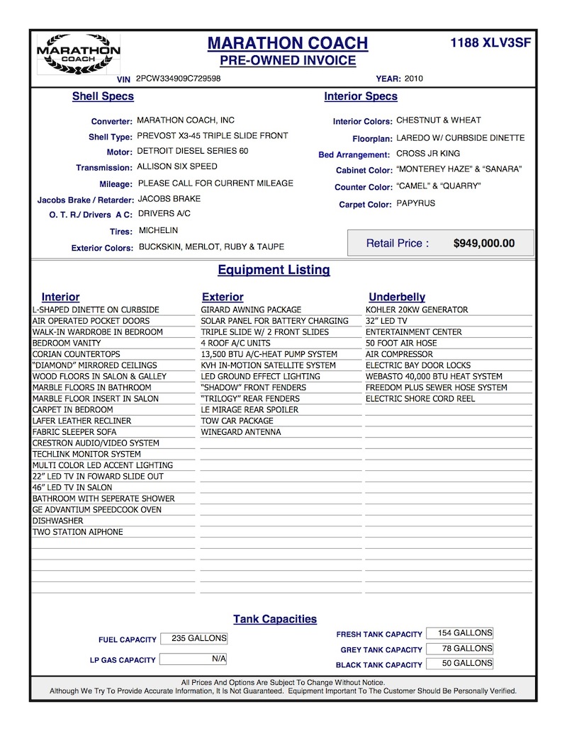 2010 Prevost Marathon XLII For Sale