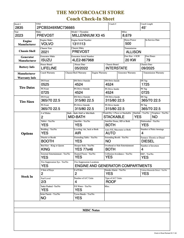 2023 Prevost Millennium X3 For Sale