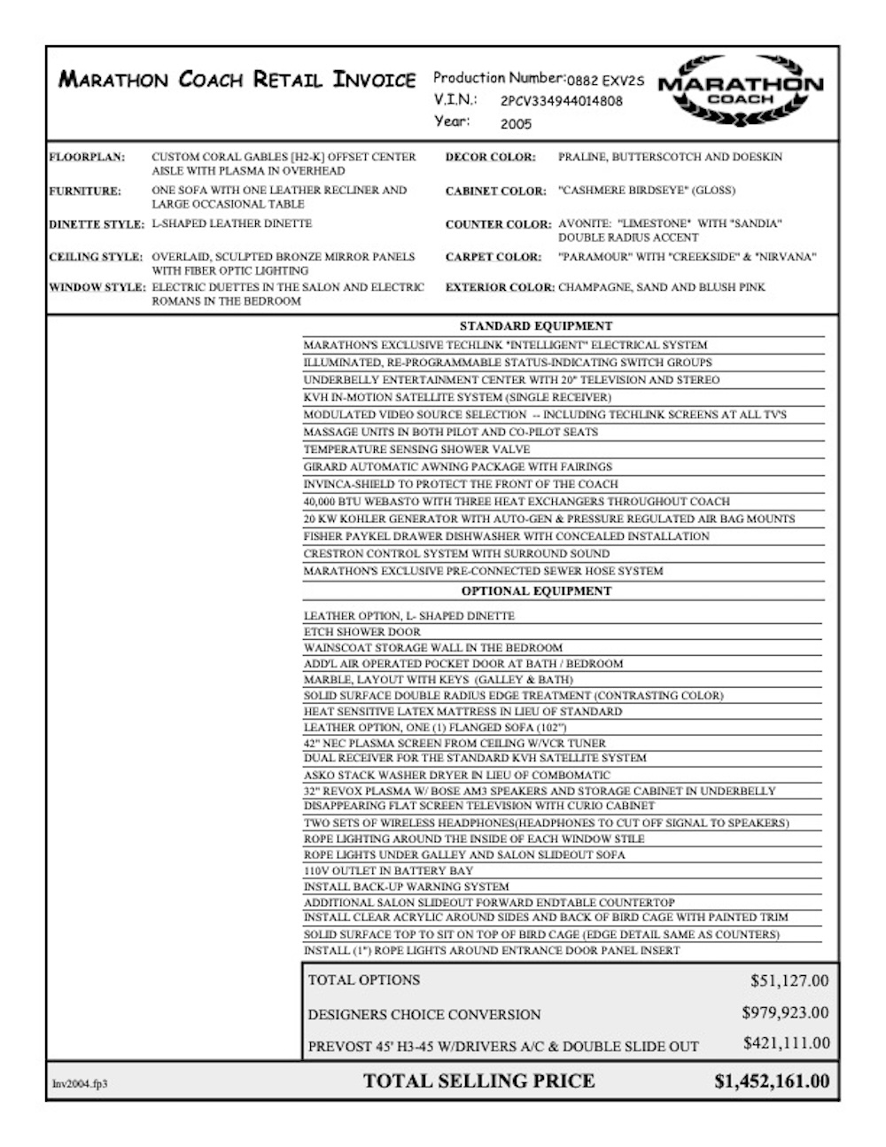 2005 Prevost Marathon H3-45 For Sale