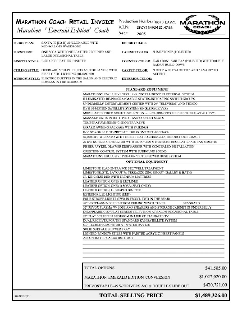 2005 Prevost Marathon H3-45 For Sale