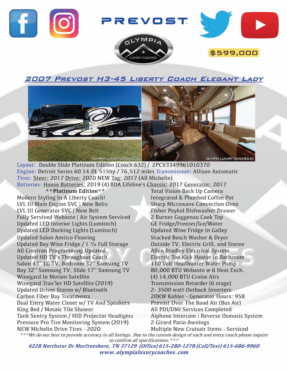 2007 Prevost Liberty H3-45 For Sale