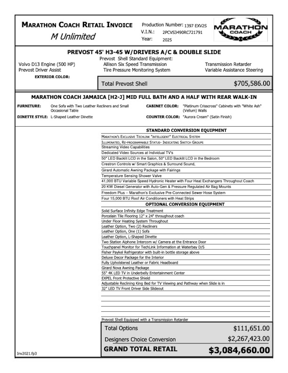 2025 Prevost  Marathon H3-45 For Sale